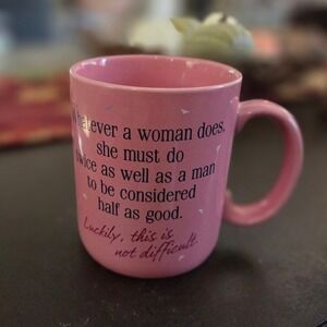Hallmark Mugs 1987 Pink Coffee Mug 1987 Whatever A Woman‎ Does Quote
